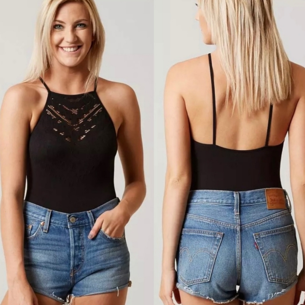 Black Lace Detail Women's Top
